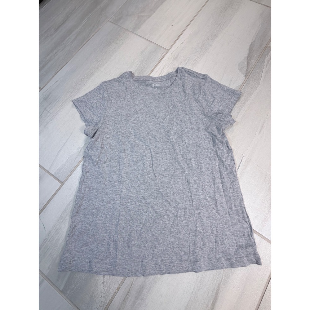 Quince Womens Short Sleeve Crew Neck T-Shirt Heather Gray Size S